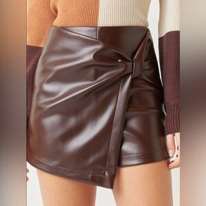 Francesca's Collections Brown Wrap Mini Skirt